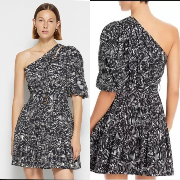 Johnathan Simkhai Adriana Abstract Print One Shoulder Dress Swim Cover-Up - Picture 11 of 11